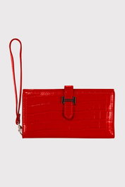 Zoozie Bags Cartera Croco Red Mujer Cuero PU Vibrante Elegante Sofisticada Organizador Regalo 17x1.5x9 cm Rojo